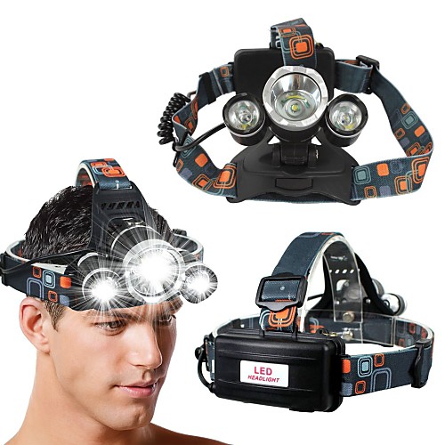 

led headlamp, Zoomable Super Bright Headlight 5000 lumen 3 led 4 modes work headlight, 18650 flashlight head lights for camping hiking running fishing