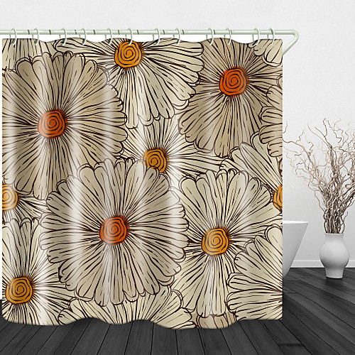 

Big flower Print Waterproof Fabric Shower Curtain for Bathroom Home Decor Covered Bathtub Curtains Liner Includes with Hooks 72 Inch