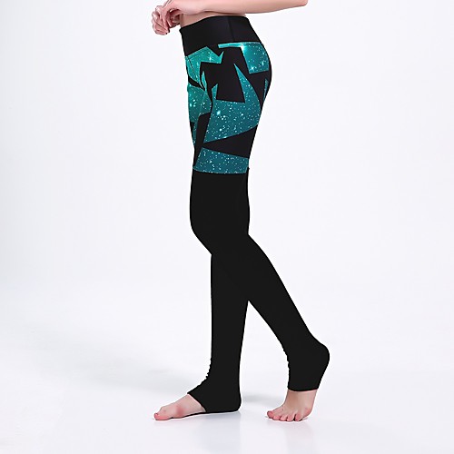 

Women's Basic Casual Comfort Daily Gym Leggings Pants Multi Color Star Ankle-Length Patchwork Print Black