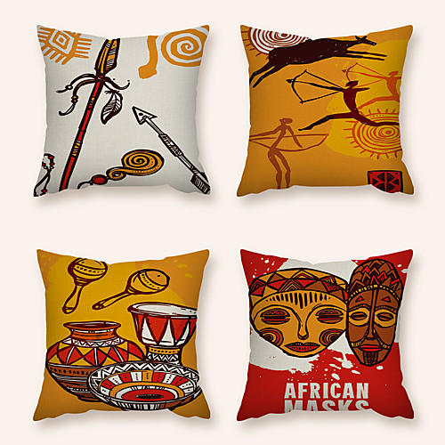 

Cushion Cover 4PC Faux Linen Soft Decorative Square Throw Pillow Cover Cushion Case Pillowcase for Sofa Bedroom 45 x 45 cm (18 x 18 Inch) Superior Quality Machine Washable