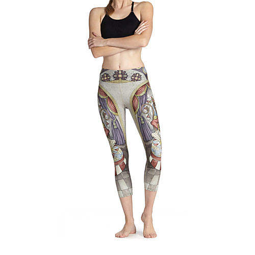 

Women's Basic Casual Comfort Daily Gym Leggings Pants Patchwork Animal Calf-Length Patchwork Print Gray