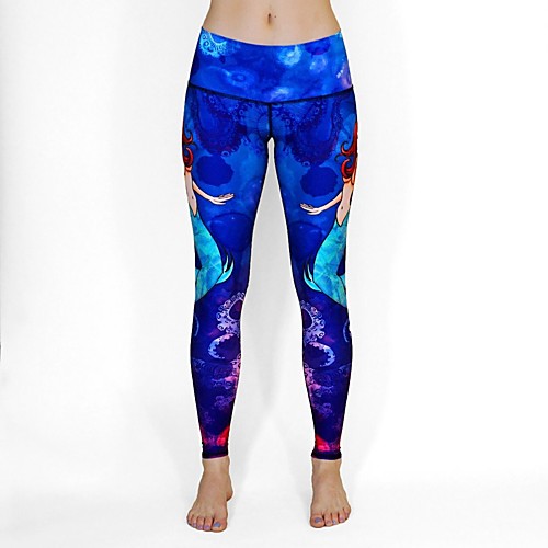 

Women's Casual Yoga Comfort Daily Yoga Leggings Pants Animal Calf-Length Patchwork Print Blue