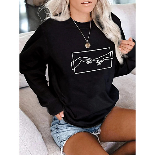 

Women's Hoodie Sweatshirt Graphic Print Daily Other Prints Basic Casual Hoodies Sweatshirts Yellow White Black
