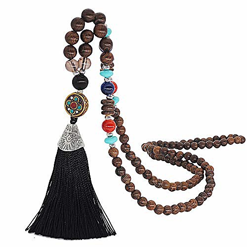 

bohemian style handmade wooden long tassel necklaces for women