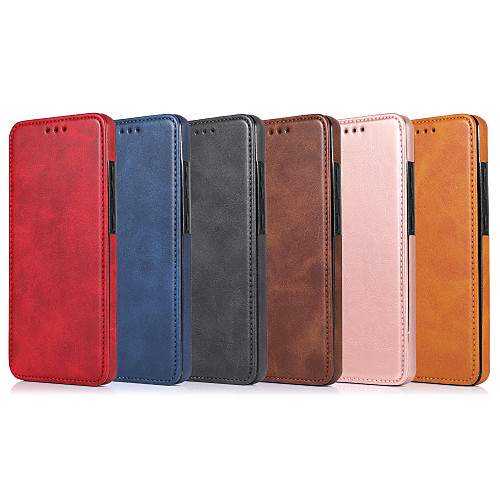 

Phone Case For Samsung Galaxy Full Body Case Leather S20 Plus S20 Ultra S20 S9 S9 Plus S8 Plus S8 Note 9 Note 8 S10 Shockproof Solid Color PU Leather TPU