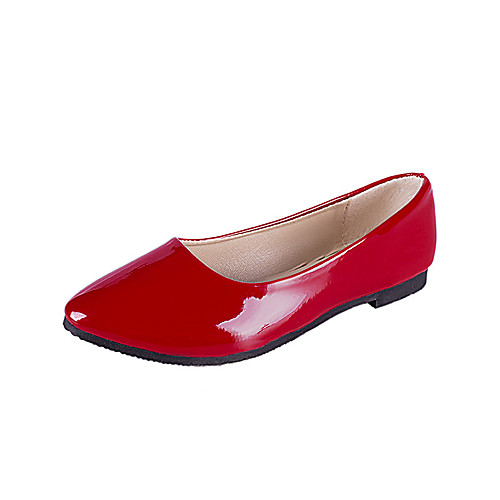 

Women's Flats Flat Heel Round Toe Basic Casual Daily PU Solid Colored White Black Red