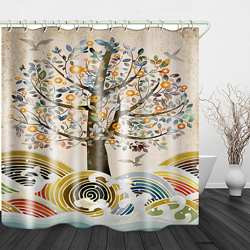 

Beautiful Colorful Trees Print Waterproof Fabric Shower Curtain for Bathroom Home Decor Covered Bathtub Curtains Liner Includes with Hooks 72 Inch