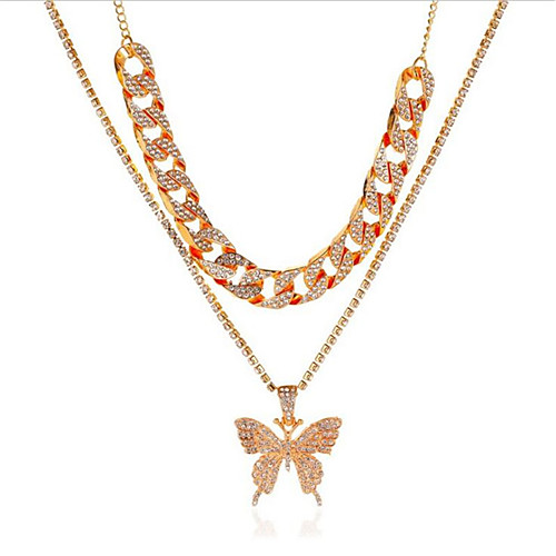 

Women's Cubic Zirconia Chain Necklace Classic Butterfly Fashion Alloy Blushing Pink Silver Gold Black 397 cm Necklace Jewelry 1pc For Anniversary Prom Birthday Party Festival