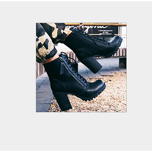 

Women's Boots Pumps Round Toe Daily PU Synthetics Black