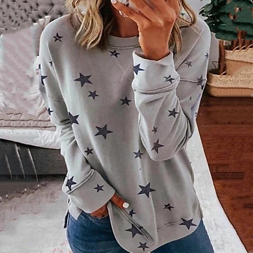 

Women's Geometric Women's Hoodies Long Sleeve Sweater Cardigans Crew Neck Fall Winter White Wine Khaki