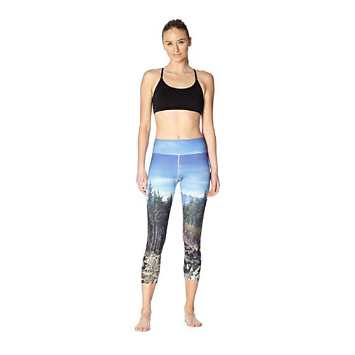 

Women's Basic Casual Comfort Daily Gym Leggings Pants Graphic Ankle-Length Patchwork Print Gradient blue