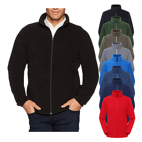 

Men's Hiking Jacket Hiking Fleece Jacket Fleece Winter Outdoor Solid Color Thermal Warm Windproof Warm Front Zipper Jacket Winter Fleece Jacket Top Single Slider Camping / Hiking Hunting Ski