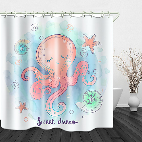 

Shy Octopus Print Waterproof Fabric Shower Curtain for Bathroom Home Decor Covered Bathtub Curtains Liner Includes with Hooks 72 Inch