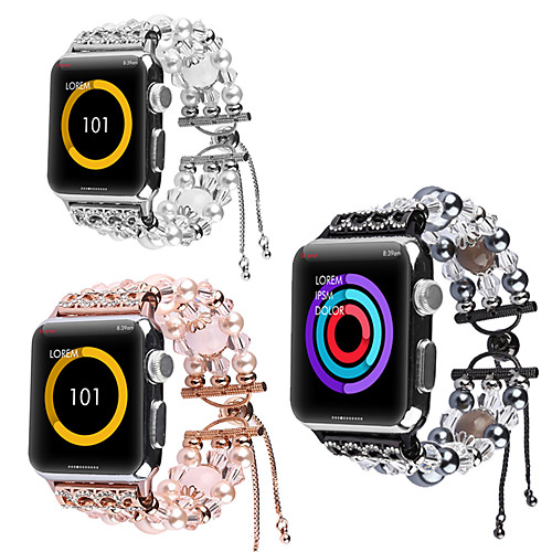 

Smart Watch Band for Apple iWatch 1 pcs Jewelry Design Elastic Beaded Replacement Wrist Strap for Apple Watch Series 6 / SE / 5/4 44mm Apple Watch Series 6 / SE / 5/4 40mm Apple Watch Series 3/2/1