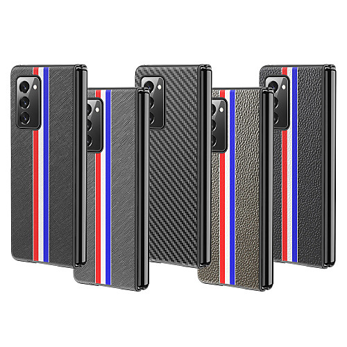 

Phone Case For Samsung Galaxy Back Cover Leather Galaxy Z Fold 2 Shockproof Solid Color PU Leather