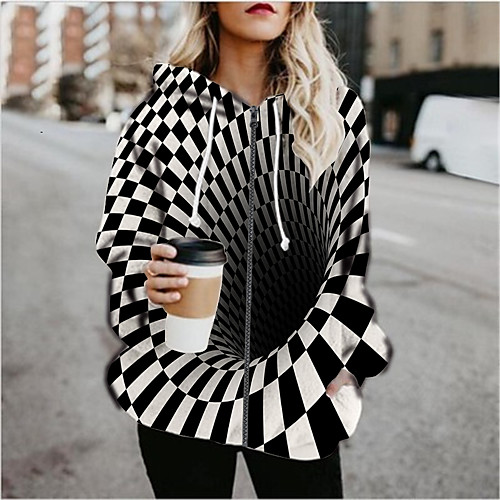 

Women's Daily Coat Regular Fit Basic Jacket Long Sleeve 3D Print Graphic Print Black Red / Going out