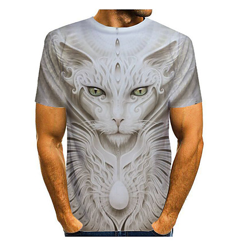 

Men's T shirt Shirt 3D Print Graphic 3D Animal Print Short Sleeve Daily Tops Casual Round Neck Gray