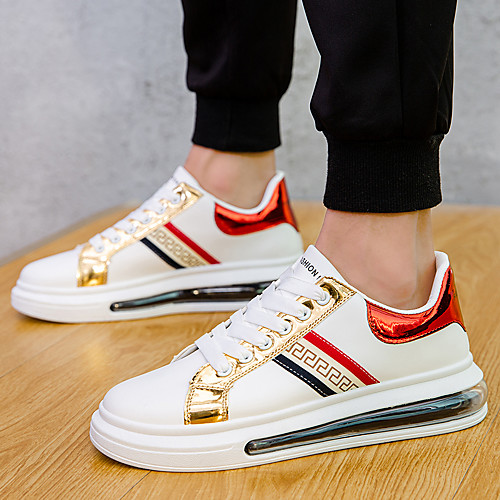 

Men's Sneakers Skate Shoes Casual Daily Walking Shoes PU Breathable Non-slipping Wear Proof White / Silver Gold Fall