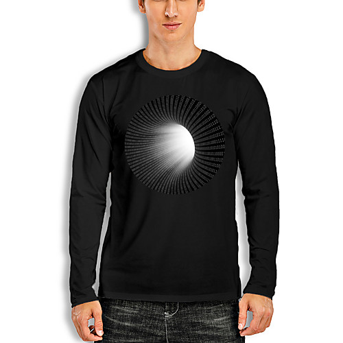 

Men's T shirt 3D Print Graphic Print Long Sleeve Daily Tops Basic White Black