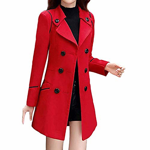 

Women's Winter Long Coat V Neck Jacket Long Sleeve Navy Wine
