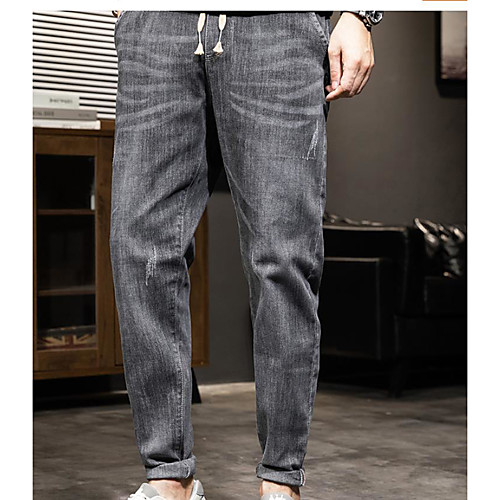 

Men's Casual Jeans Chinos Pants Solid Color Full Length Dark Gray