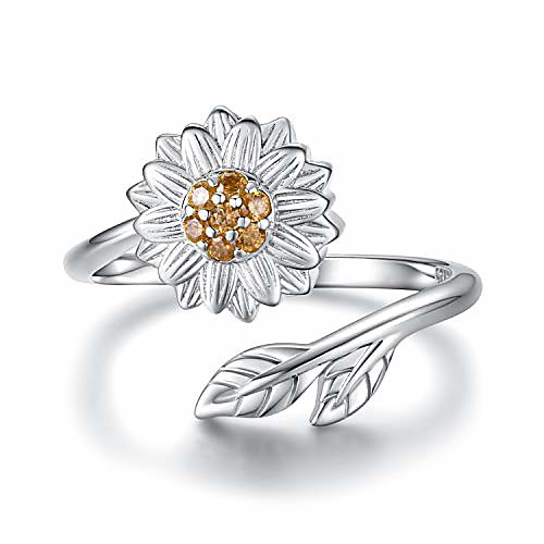 

sunflower cremation ring - 925 sterling silver adjustable jewelry you are my sunshine daisy