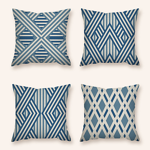 

Cushion Cover 4PC Faux Linen Soft Decorative Square Throw Pillow Cover Cushion Case Pillowcase for Sofa Bedroom 45 x 45 cm (18 x 18 Inch) Superior Quality Machine Washable
