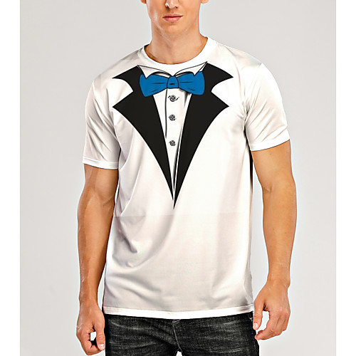 

Men's T shirt 3D Print Graphic 3D Print Short Sleeve Daily Tops White