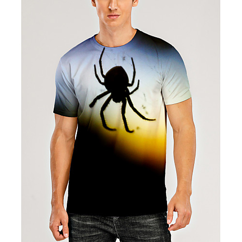 

Men's T shirt Shirt 3D Print Graphic 3D Animal Print Short Sleeve Daily Tops Casual Round Neck Black / White