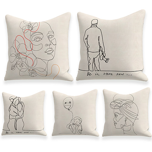 

Cushion Cover 5PCS Faux Linen Soft Decorative Square Throw Pillow Cover Cushion Case Pillowcasefor Sofa Bedroom 45 x 45 cm (18 x 18 Inch) Superior Quality Mashine Washable