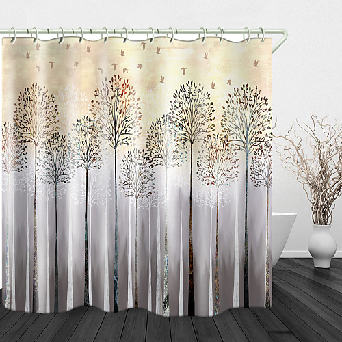 

Tall Trees Print Waterproof Fabric Shower Curtain for Bathroom Home Decor Covered Bathtub Curtains Liner Includes with Hooks 72 Inch