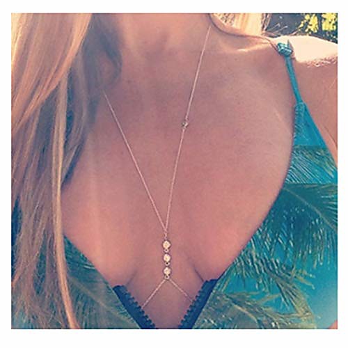 

rhinestone body chain crystal boho summer beach chain beaded body chain jewelry for women and girls (gold)