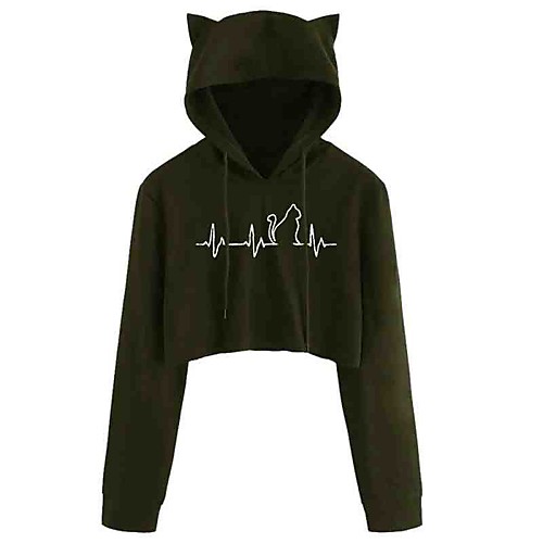 

Women's Hoodie Cropped Sweatshirt Graphic Casual Hoodies Sweatshirts Wine Green Black