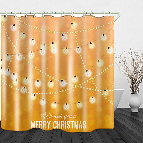 

Christmas Bling Print Waterproof Fabric Shower Curtain For Bathroom Home Decor Covered Bathtub Curtains Liner Includes With Hooks
