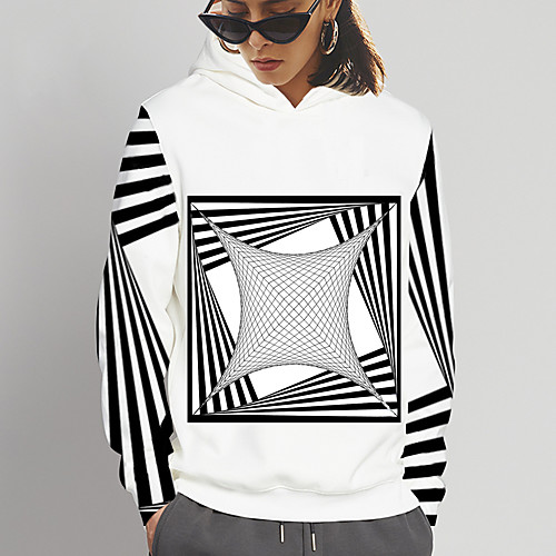 

Women's Pullover Hoodie Sweatshirt Graphic Geometric 3D Print Daily Going out 3D Print Basic Hoodies Sweatshirts White