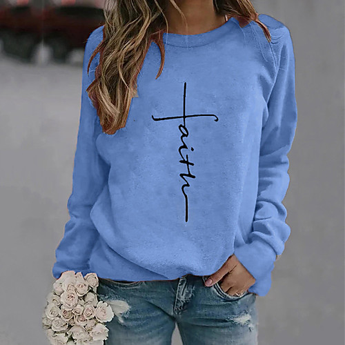 

Women's Hoodie Sweatshirt Graphic Text Letter Daily Sports Casual Hoodies Sweatshirts Blue Yellow Wine