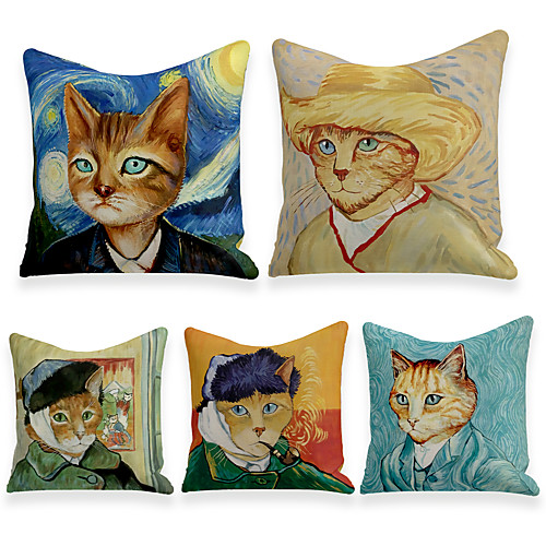 

Cushion Cover 5PC Faux Linen Soft Decorative Square Throw Pillow Cover Cushion Case Pillowcase for Sofa Bedroom 45 x 45 cm (18 x 18 Inch) Superior Quality Machine Washable