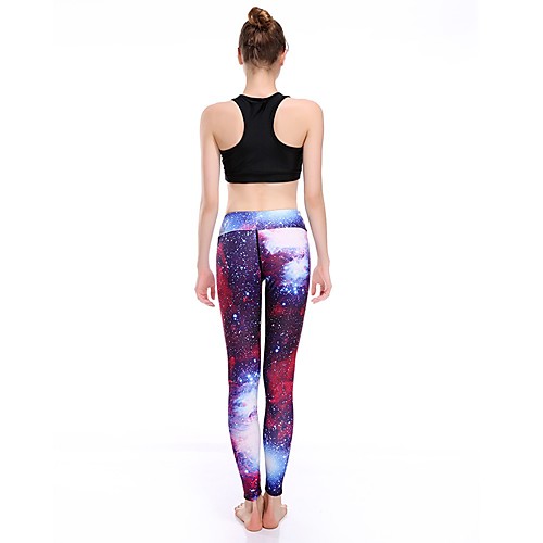 

Women's Casual Yoga Comfort Daily Gym Leggings Pants Galaxy Multi Color Ankle-Length Print Gradient red