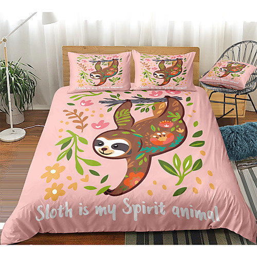 

Cartoon Sloth Print 3-Piece Duvet Cover Set Hotel Bedding Sets Comforter Cover with Soft Lightweight Microfiber For Holiday Decoration(Include 1 Duvet Cover and 1or 2 Pillowcases)