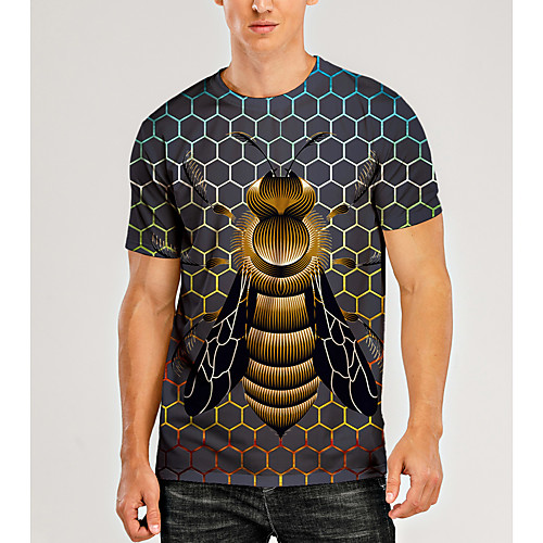 

Men's T shirt 3D Print Graphic 3D Animal Print Short Sleeve Daily Tops Casual Rainbow