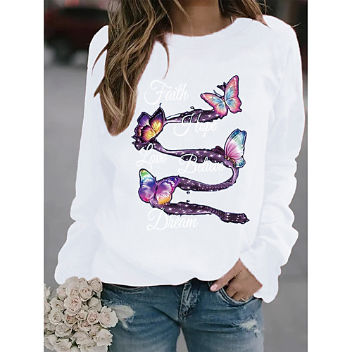 

Women's Letter Animal Women's Hoodies Long Sleeve Sweater Cardigans Crew Neck Fall Winter White Black Red