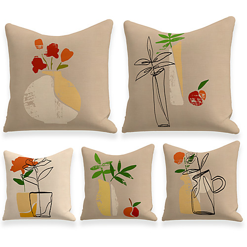 

Cushion Cover 5PCS Faux Linen Soft Decorative Square Throw Pillow Cover Cushion Case Pillowcasefor Sofa Bedroom 45 x 45 cm (18 x 18 Inch) Superior Quality Mashine Washable