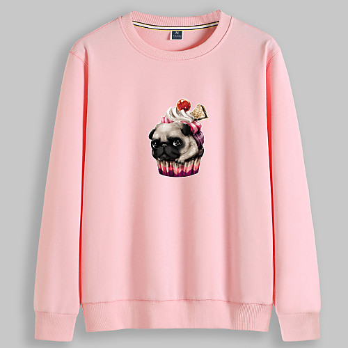 

Women's Hoodie Sweatshirt Dog Graphic Print Daily Other Prints Basic Casual Hoodies Sweatshirts Yellow Blushing Pink White