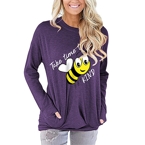 

Women's Letter Animal Women's Hoodies Long Sleeve Sweater Cardigans Crew Neck Fall Spring Black Blue Purple