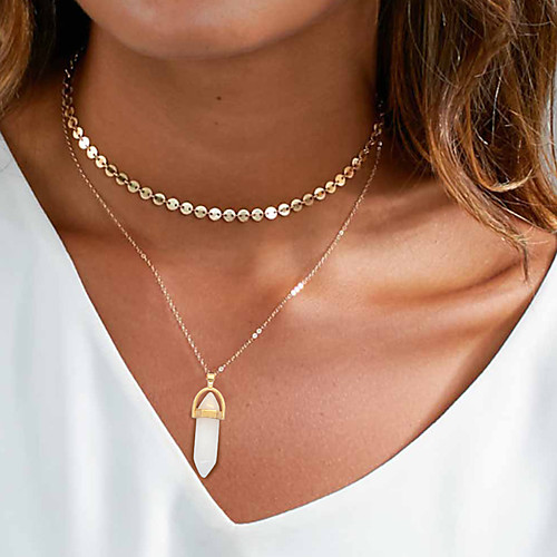 

Women's Pendant Necklace Chain Necklace Drop Friends Heart Vertical / Gold bar Precious Joy Dainty Unique Design Fashion Punk Stone Alloy Blue Purple Blushing Pink Green White 40 cm Necklace Jewelry