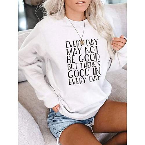 

Women's Hoodie Sweatshirt Graphic Text Letter Daily Basic Casual Hoodies Sweatshirts White