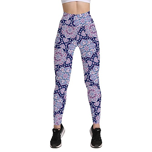 

Women's Basic Casual Comfort Daily Gym Leggings Pants Graphic Ankle-Length Print Navy Blue