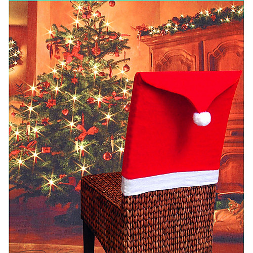 

Christmas chair covers Santa Claus Hat Christmas Dinner Chair Back Covers Table Party Decor New Year Party Supplies