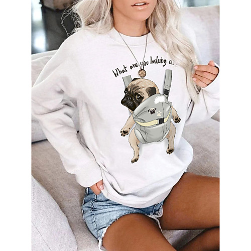 

Women's Hoodie Sweatshirt Cartoon Dog Graphic Print Daily Other Prints Basic Casual Hoodies Sweatshirts Yellow White Black