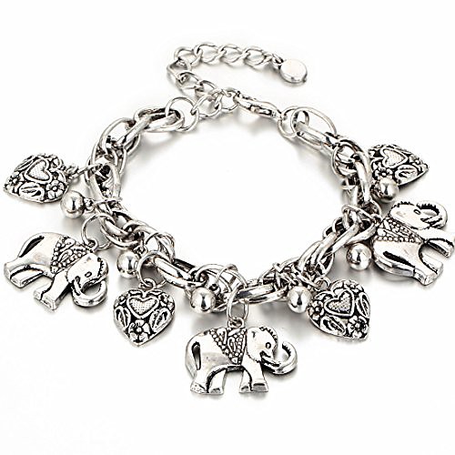 

retro carved elephant anklet silver